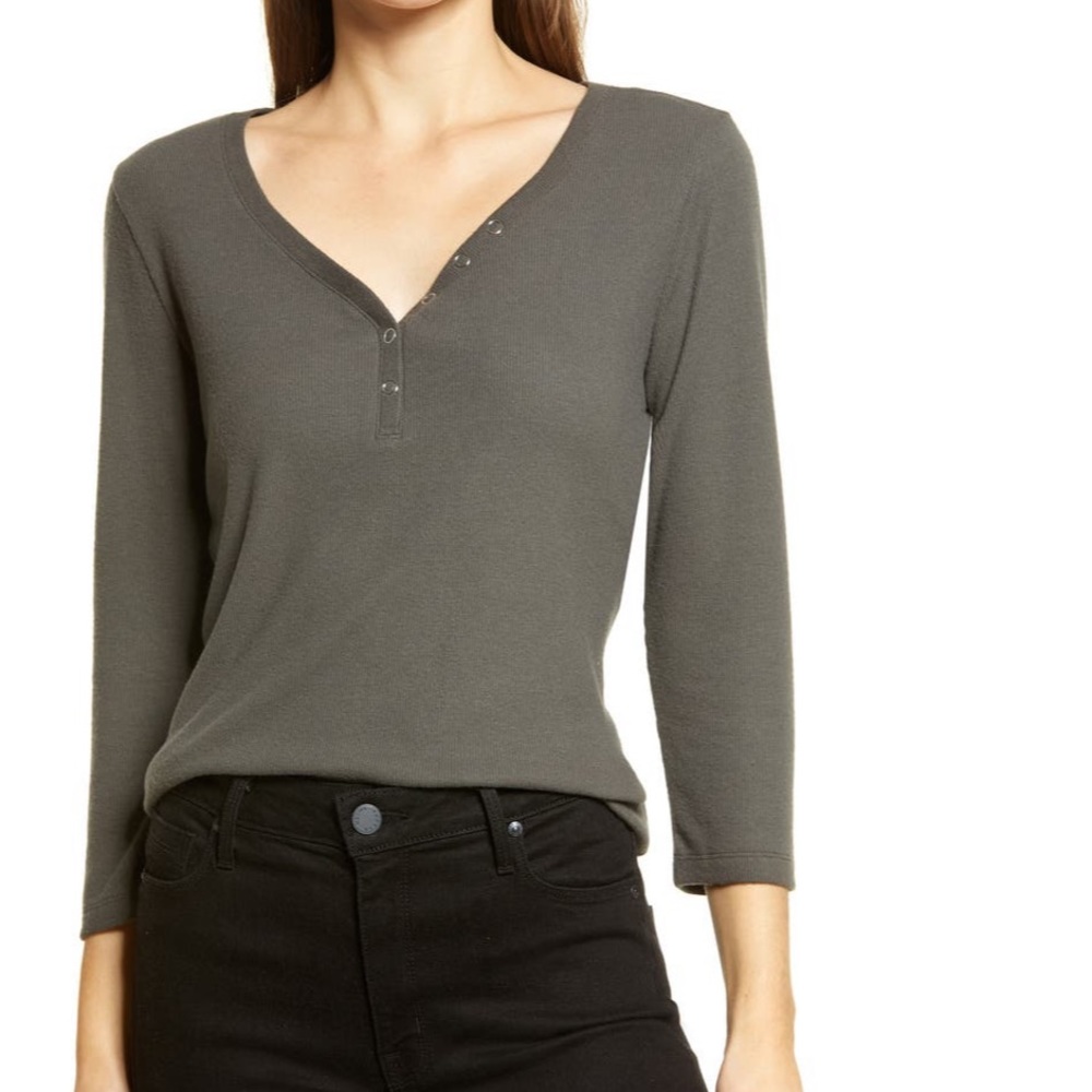 Caslon rib Henley top